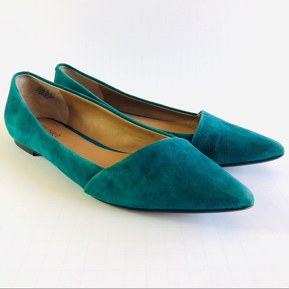 Crown Vintage Shoes - Crown Vintage Noelle Teal Suede Pointed Toe Flat
